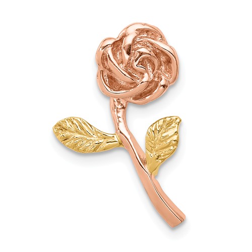 14k Yellow and Rose Gold Rose Flower Pendant Slide 3/4in