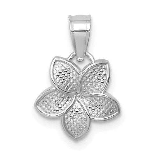 14k White Gold Polished Mini Plumeria Pendant 3/8in