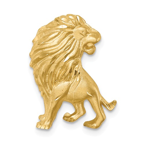 14k Yellow Gold Brushed and Diamond-cut Lion Chain Slide 3/4in