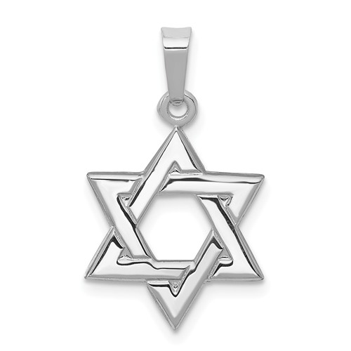 14k White Gold Polished Star of David Pendant 5/8in