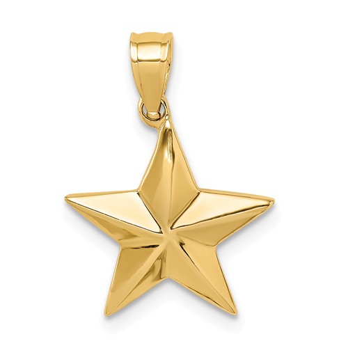 14k Yellow Gold Polished Star Pendant 1/2in
