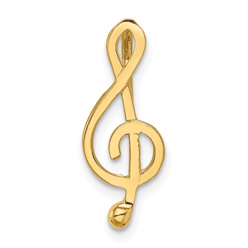 14k Yellow Gold Polished Treble Clef Chain Slide 3/4in