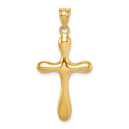 14k Yellow Gold Polished Rounded Edge Cross Pendant 1in D4631