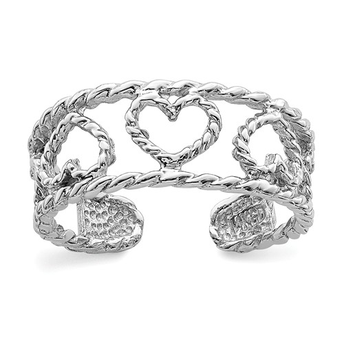 14k White Gold Polished and Twisted Heart Toe Ring