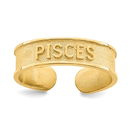14k Yellow Gold Zodiac Pisces Toe Ring