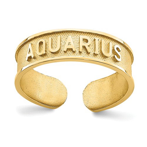 14k Yellow Gold Zodiac Aquarius Toe Ring