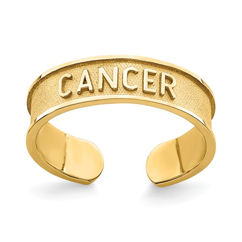 14k Yellow Gold Zodiac Cancer Toe Ring