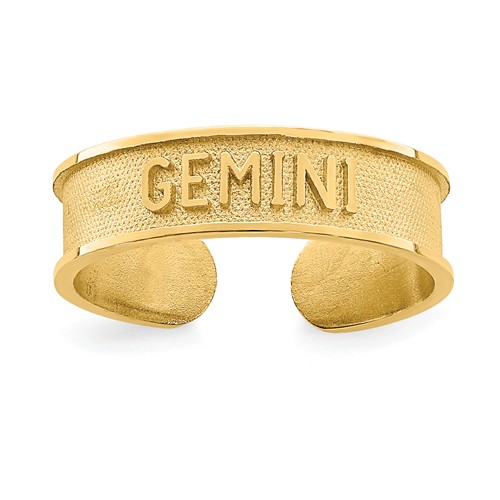 14k Yellow Gold Zodiac Gemini Toe Ring