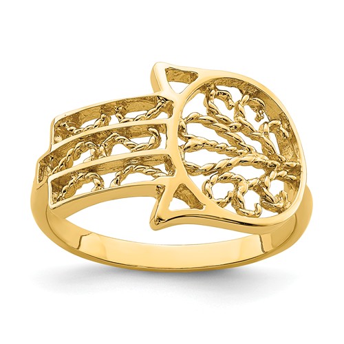 14k Yellow Gold Polished Hamsa Ring D4717 | Joy Jewelers