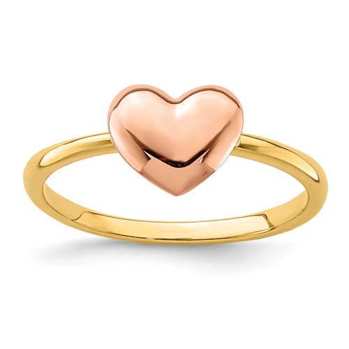 14k Two-tone Gold Polished Heart Ring