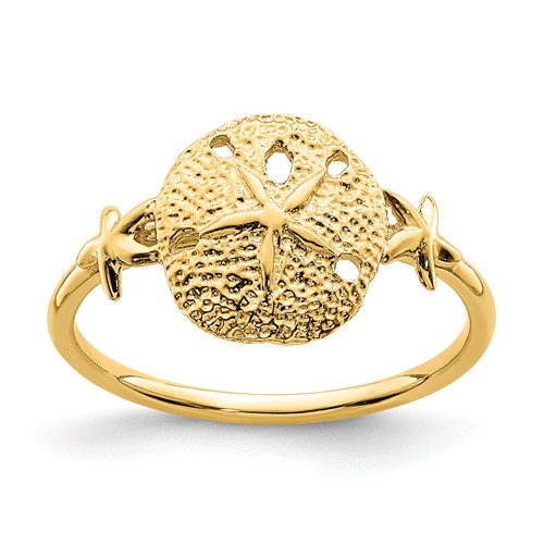14k Yellow Gold Polished Sand Dollar Ring