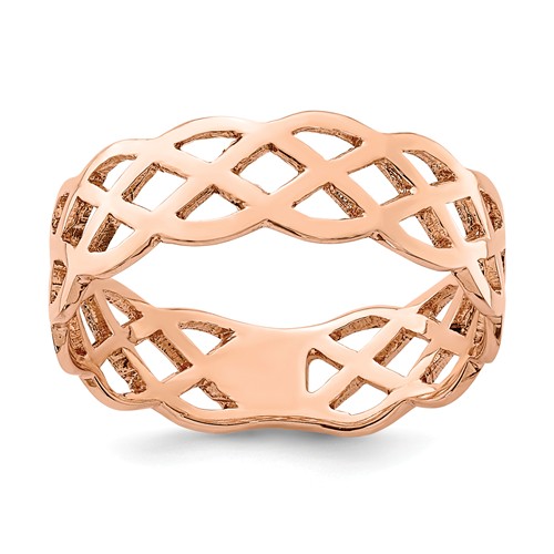14k Rose Gold Polished Weave Ring