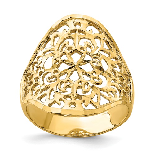 14k Yellow Gold Wide Filigree Ring D4739 Joy Jewelers