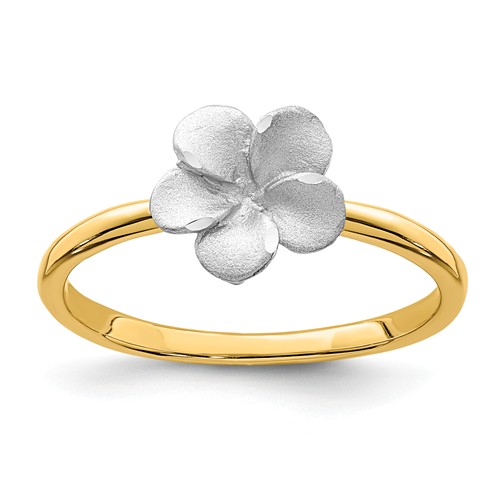 14k Two-tone Gold Plumeria Ring