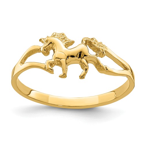14k Yellow Gold Polished Unicorn Ring