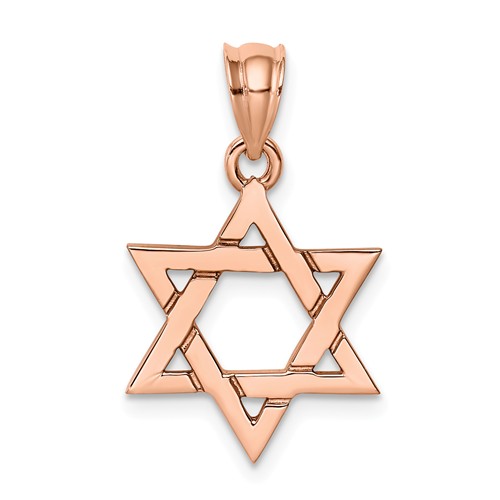 14k Rose Gold Star of David Pendant 5/8in