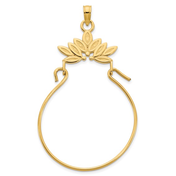 14k Yellow Gold Leaves Charm Holder Pendant