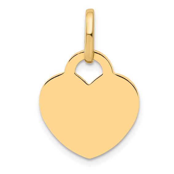 14kt Yellow Gold 5/8in Engravable Flat Heart Charm