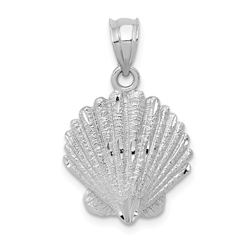 14k White Gold Diamondcut Shell Charm 5/8in D713 Joy Jewelers