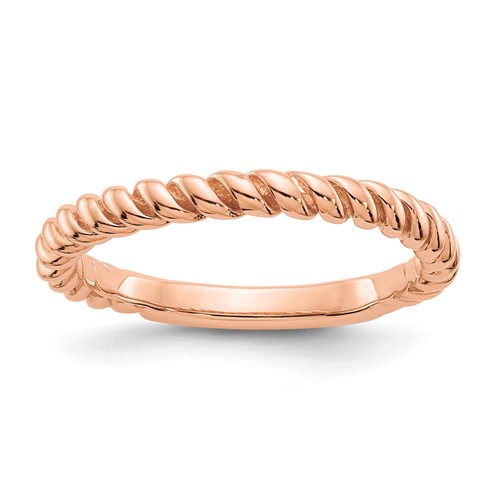14k Rose Gold Polished Twisted Stackable Ring 3mm