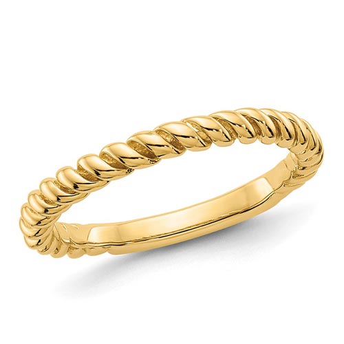 14k Yellow Gold Polished Twisted Stackable Ring 3mm