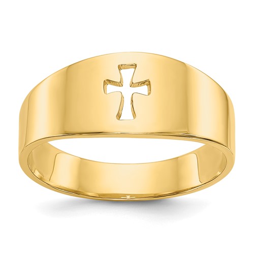 14k Yellow Gold Cut-out Cross Ring