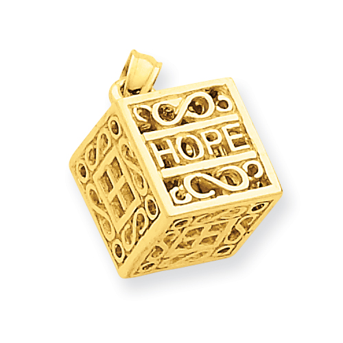 14k Yellow Gold Faith Hope Prayer Box Charm