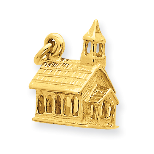 14kt Yellow Gold 5/8in 3-D Church Charm