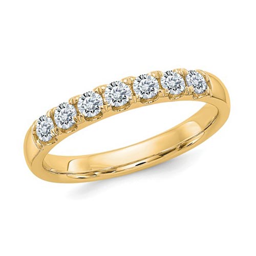 1 ct Pure Light Moissanite 7-Stone Wedding Band 14k Yellow Gold