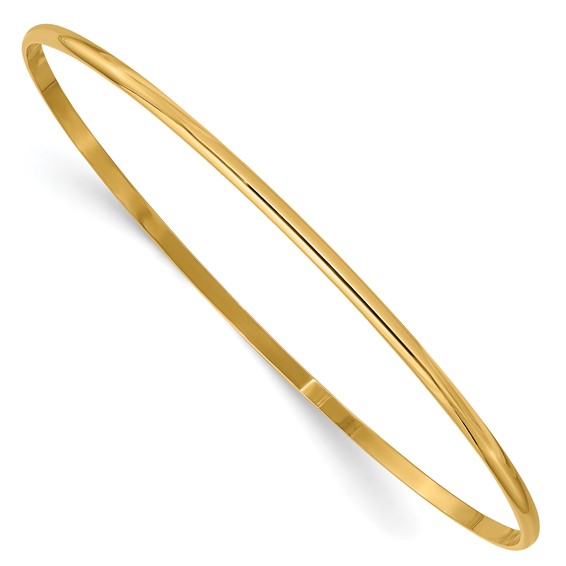 14kt Yellow Gold 2mm Solid Bangle Bracelet