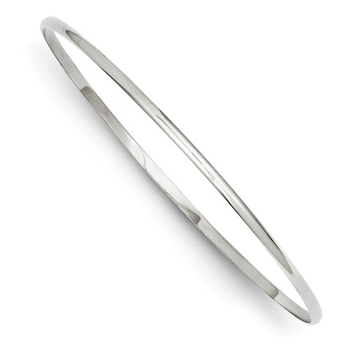 14k White Gold 7.5in Solid Bangle Bracelet 2mm