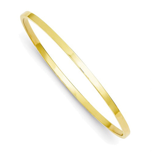 14kt Yellow Gold 3mm Hollow Flat Bangle Bracelet