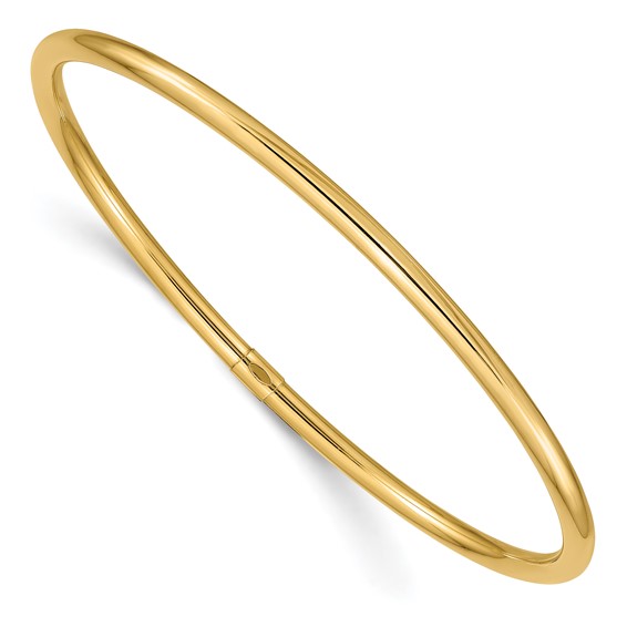 14kt Yellow Gold 8.25in Hollow Round Bangle Bracelet 3mm