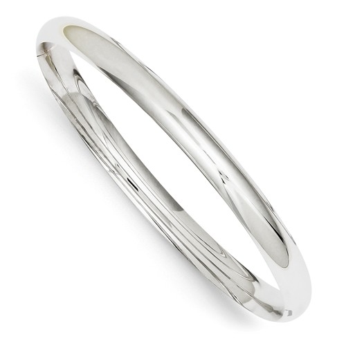 14k White Gold Classic Smooth Hinged Bangle Bracelet 7in