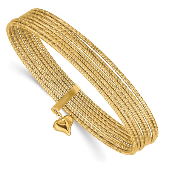 14kt Yellow Gold Textured 7 Days Semanario Bangle Bracelet Set