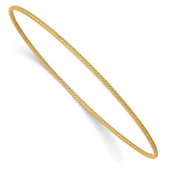 14kt Yellow Gold 1.5mm Hollow Twisted Bangle Bracelet