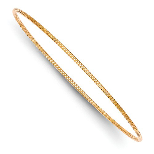 14k Rose Gold 8in Very Thin Slip-on Twisted Bangle Bracelet 1.5mm