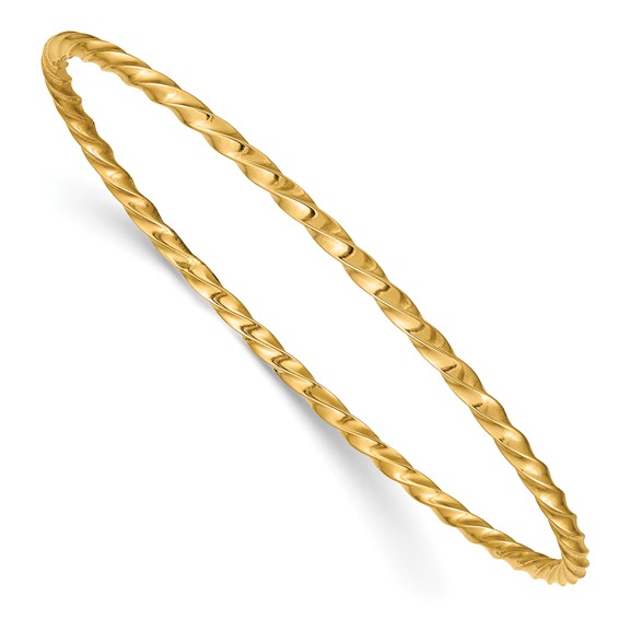 14kt Yellow Gold 2.5mm Hollow Twisted Bangle Bracelet