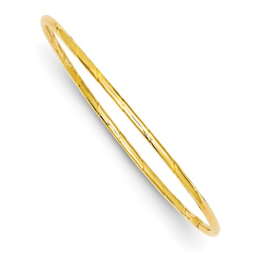14k Yellow Gold 8in Slip-on Polished Grooved Bangle Bracelet 2.5mm