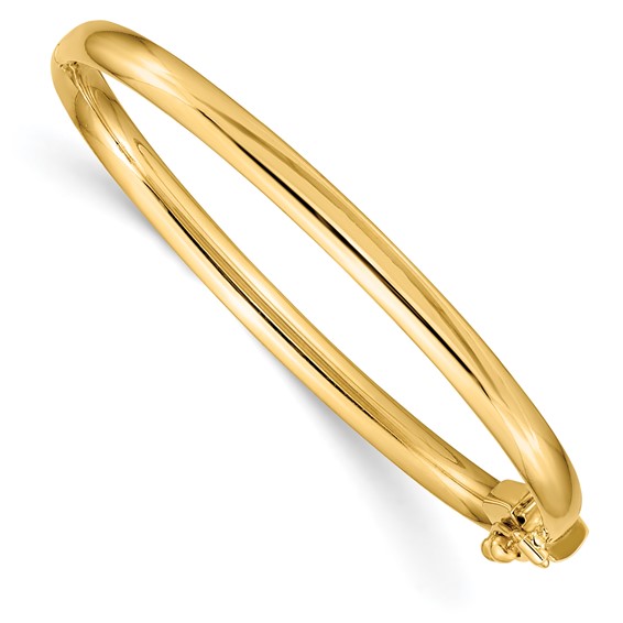 14kt Yellow Gold 5in Hinged Safety Clasp Baby Bangle 3.75mm