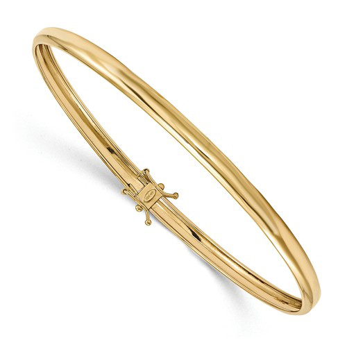 14k Yellow Gold 8.25in Flexible Smooth Bangle Bracelet 4mm Thick