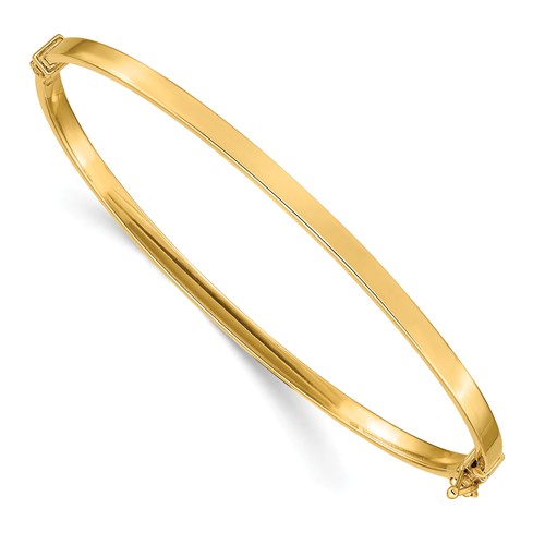 14k Yellow Gold Slender Flat Italian Bangle Bracelet with Hinge 7in