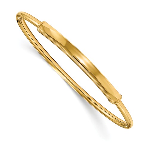 14k Yellow Gold Italian Flexible Barrel Plate Bangle Bracelet
