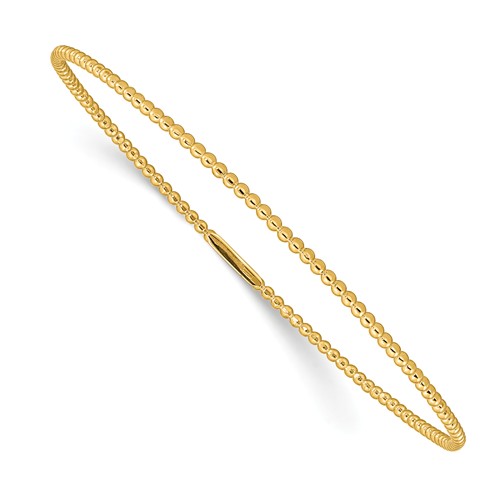 14k Yellow Gold Beaded Slip On Bangle Bracelet 8in