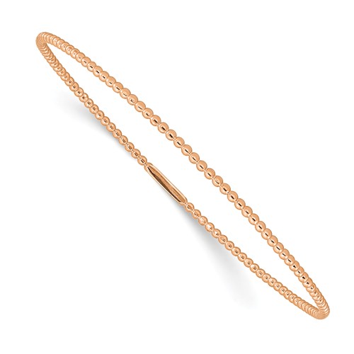 14k Rose Gold Beaded Slip On Bangle Bracelet 8in
