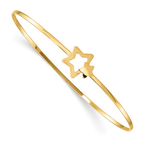 14k Yellow Gold Stars Slip On Bangle Bracelet 7in