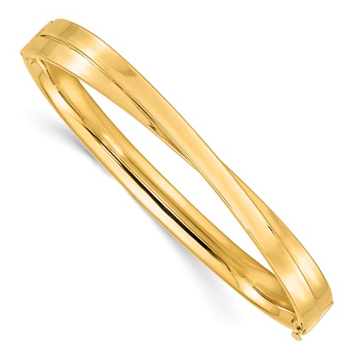 14k Yellow Gold Bypass Hinged Bangle Bracelet DB714 | Joy Jewelers