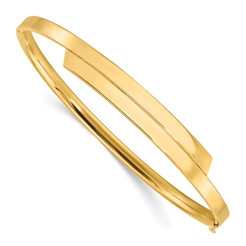 14k Yellow Gold Slender Overlap Hinged Bangle Bracelet