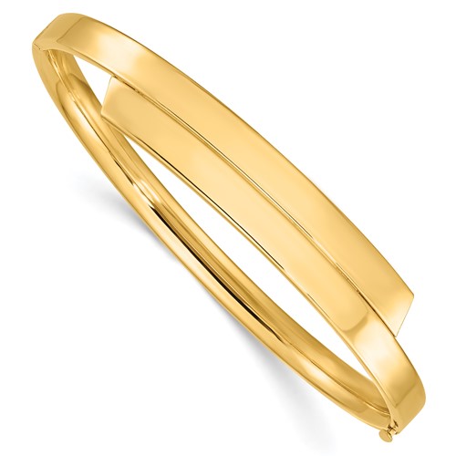 14k Yellow Gold Overlap Hinged Bangle Bracelet