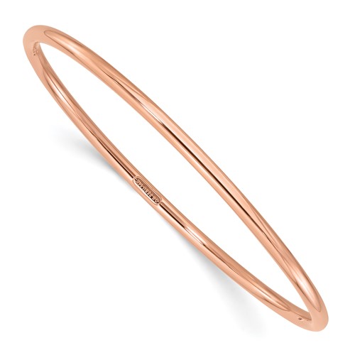 14k Rose Gold 8in Classic Slip-on Bangle Bracelet 3mm